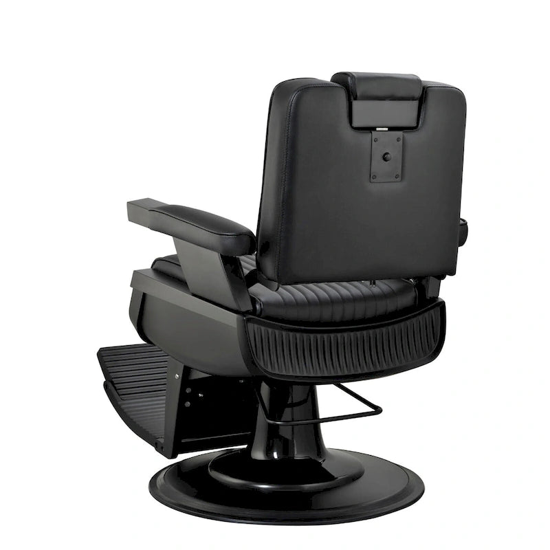 Poltrona da Barbiere Idraulica Resistente – Reclinabile a 45°, Rivestimento in Vinile, Capacità 300 kg, Nera