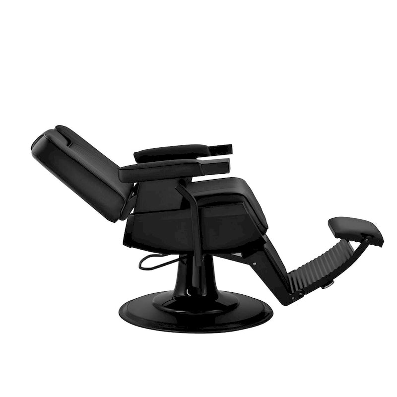 Poltrona da Barbiere Idraulica Resistente – Reclinabile a 45°, Rivestimento in Vinile, Capacità 300 kg, Nera