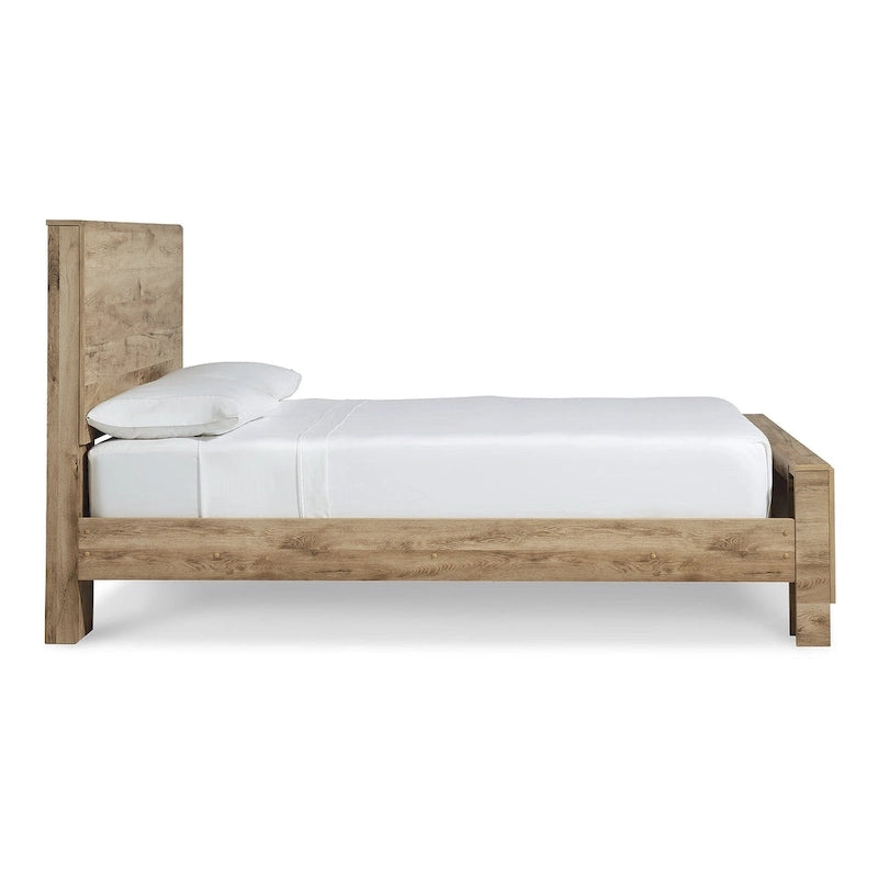 Letto a pannelli marrone chiaro – Struttura in legno massello, singolo/matrimoniale alla francese/matrimoniale/king size, mobili per camera da letto