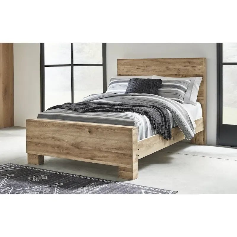Letto a pannelli marrone chiaro – Struttura in legno massello, singolo/matrimoniale alla francese/matrimoniale/king size, mobili per camera da letto