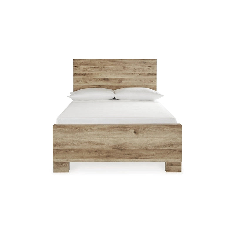 Letto a pannelli marrone chiaro – Struttura in legno massello, singolo/matrimoniale alla francese/matrimoniale/king size, mobili per camera da letto