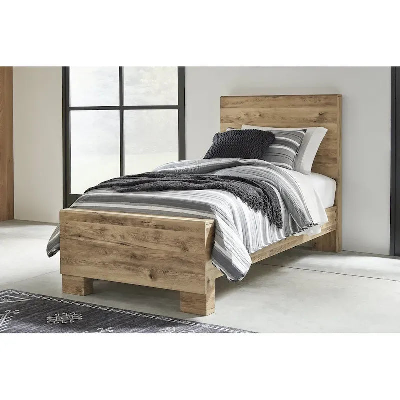 Letto a pannelli marrone chiaro – Struttura in legno massello, singolo/matrimoniale alla francese/matrimoniale/king size, mobili per camera da letto