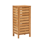 Mobiletto da Bagno in Bambù Massiccio con 3 Ripiani e Anta – 33 cm L x 28 cm P x 72 cm A, Finitura Naturale