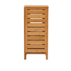 Mobiletto da Bagno in Bambù Massiccio con 3 Ripiani e Anta – 33 cm L x 28 cm P x 72 cm A, Finitura Naturale