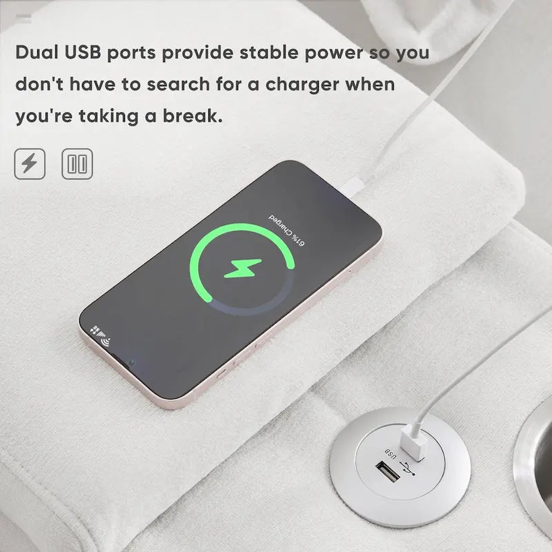 [VIDEO provided][New]Divano a U moderno 123*55 con consolle, portabicchieri e porte USB, divano imbottito a 6 posti simmetrico per interni
