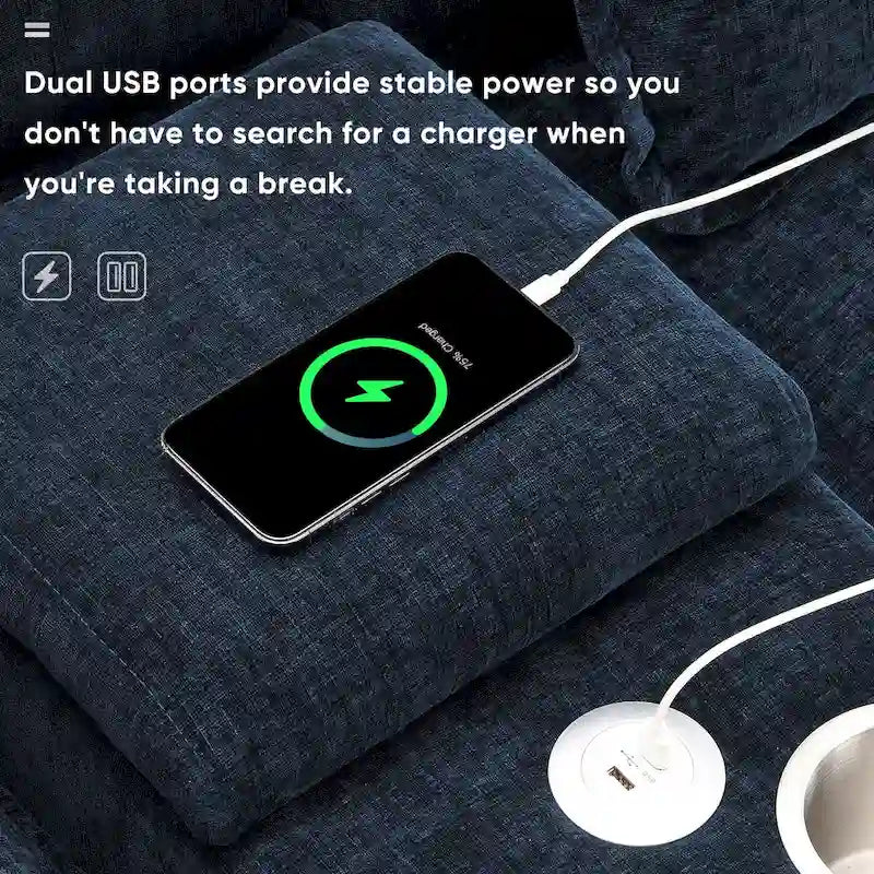 [VIDEO provided][New]Divano a U moderno 123*55 con consolle, portabicchieri e porte USB, divano imbottito a 6 posti simmetrico per interni