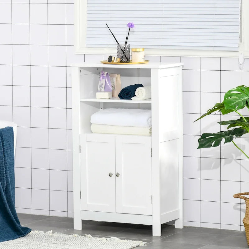 Mobiletto da bagno bianco indipendente con ripiani regolabili