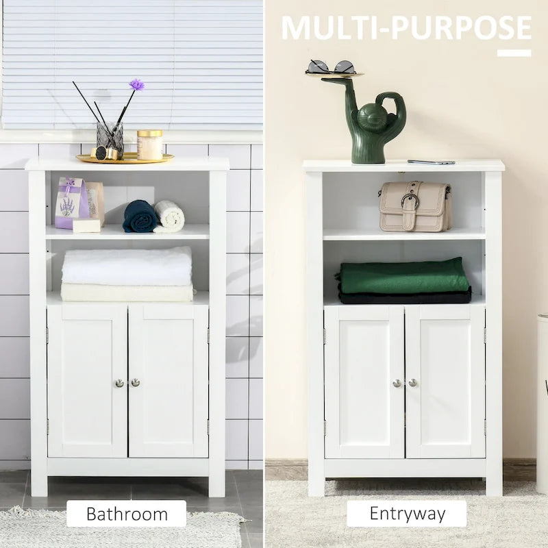 Mobiletto da bagno bianco indipendente con ripiani regolabili
