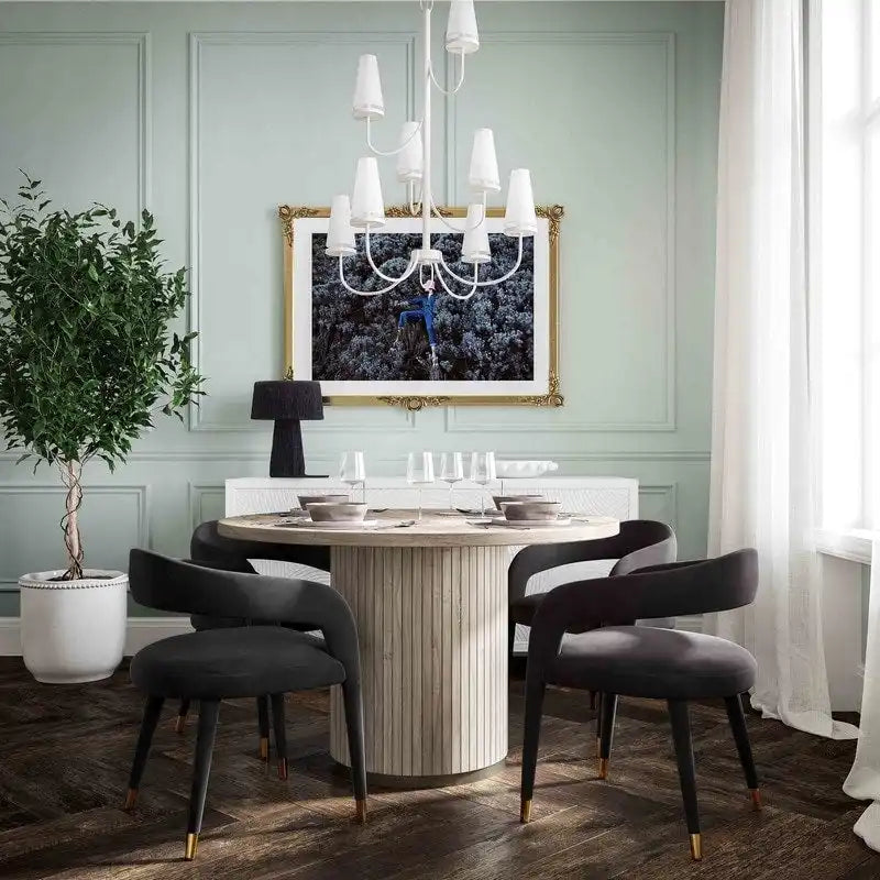 Sedia da Pranzo Rivestita in Velluto con Gambe in Metallo Dorato, Sedia da Cucina e Sala da Pranzo in Stile Glamour