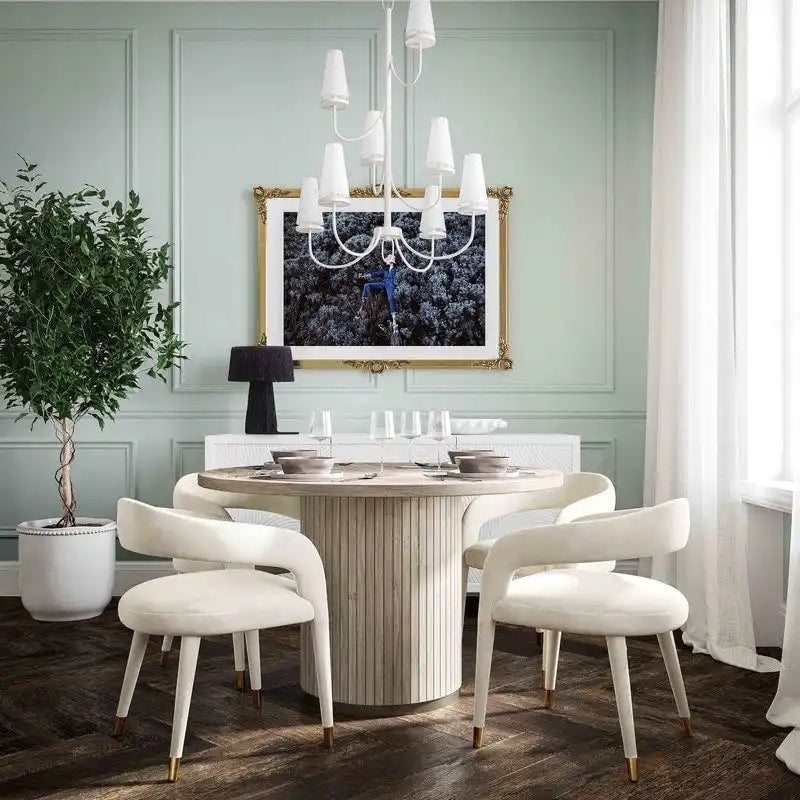 Sedia da Pranzo Rivestita in Velluto con Gambe in Metallo Dorato, Sedia da Cucina e Sala da Pranzo in Stile Glamour