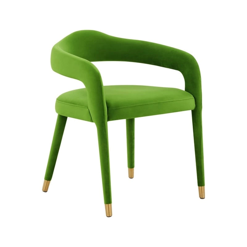Sedia da Pranzo Rivestita in Velluto con Gambe in Metallo Dorato, Sedia da Cucina e Sala da Pranzo in Stile Glamour