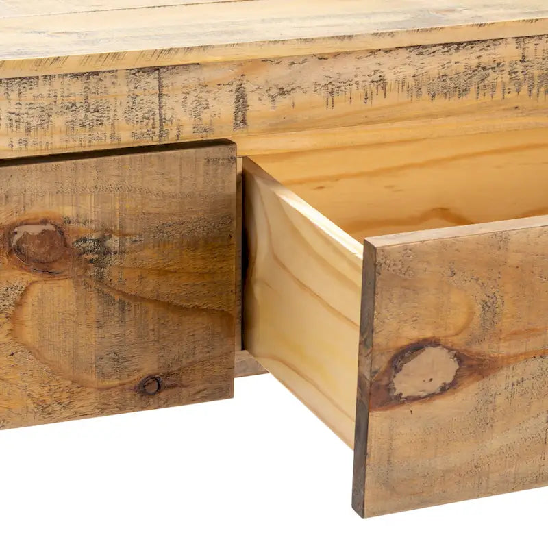 Consolle con 2 Cassetti – Finitura Marrone Chiaro, Gambe Solide, Contenitore Multimediale