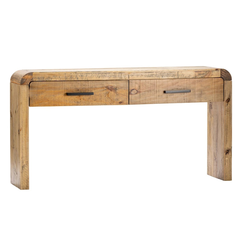 Consolle con 2 Cassetti – Finitura Marrone Chiaro, Gambe Solide, Contenitore Multimediale