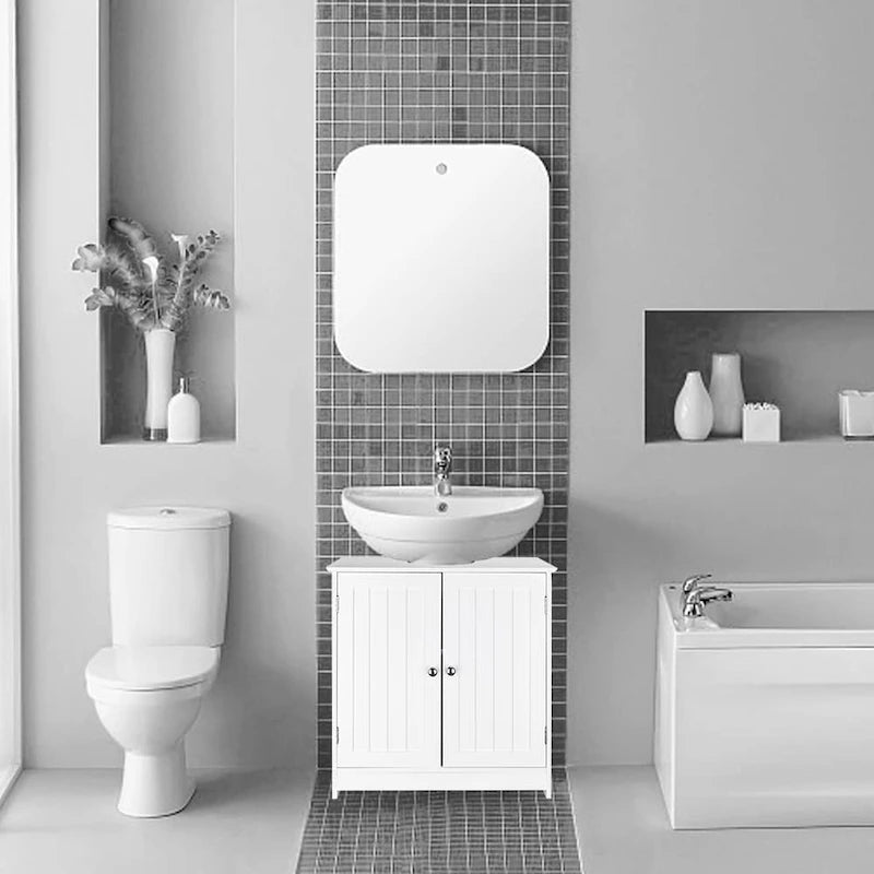 Mobiletto salvaspazio bianco per il bagno sotto il lavandino