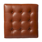 Mini Pouf Rotondo – Pelle Rigenerata Marrone Cuoio, Base in Metallo Grafite, Cubo da 18"