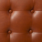 Mini Pouf Rotondo – Pelle Rigenerata Marrone Cuoio, Base in Metallo Grafite, Cubo da 18"