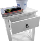Comodino contenitore con 1 cassetto Copper Grove Vore Wood con base a X