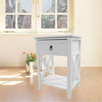 Comodino contenitore con 1 cassetto Copper Grove Vore Wood con base a X