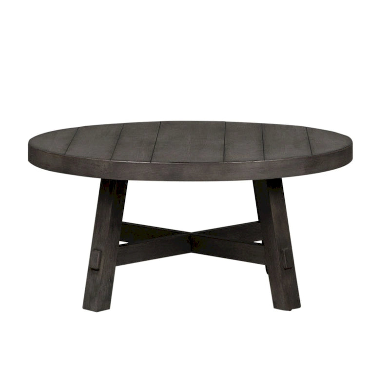 Tavolino da salotto rotondo con gambe a sbalzo anticato Modern Farmhouse grigio antracite