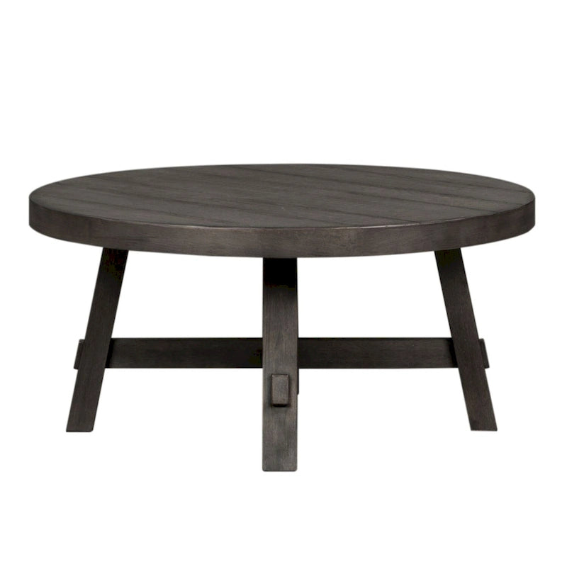 Tavolino da salotto rotondo con gambe a sbalzo anticato Modern Farmhouse grigio antracite