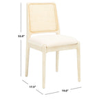 Sedie da Pranzo in Rattan Naturale con Cuscino – Set da 2, Struttura in Legno Nero, Stile Costiero