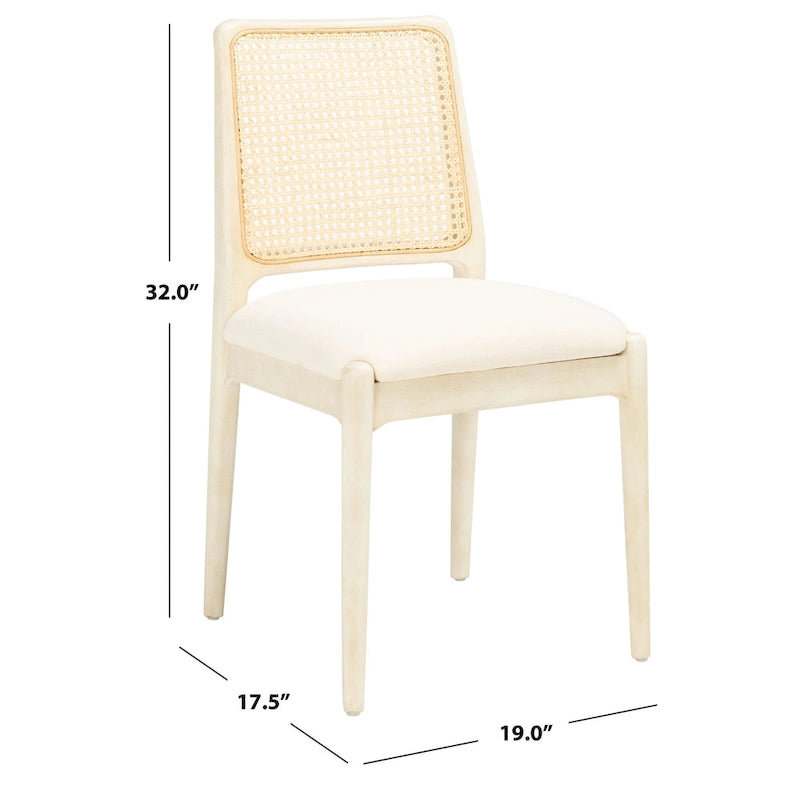 Sedie da Pranzo in Rattan Naturale con Cuscino – Set da 2, Struttura in Legno Nero, Stile Costiero