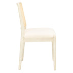 Sedie da Pranzo in Rattan Naturale con Cuscino – Set da 2, Struttura in Legno Nero, Stile Costiero
