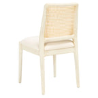 Sedie da Pranzo in Rattan Naturale con Cuscino – Set da 2, Struttura in Legno Nero, Stile Costiero