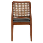 Sedie da Pranzo in Rattan Naturale con Cuscino – Set da 2, Struttura in Legno Nero, Stile Costiero