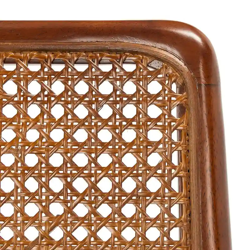 Sedie da Pranzo in Rattan Naturale con Cuscino – Set da 2, Struttura in Legno Nero, Stile Costiero