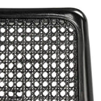 Sedie da Pranzo in Rattan Naturale con Cuscino – Set da 2, Struttura in Legno Nero, Stile Costiero