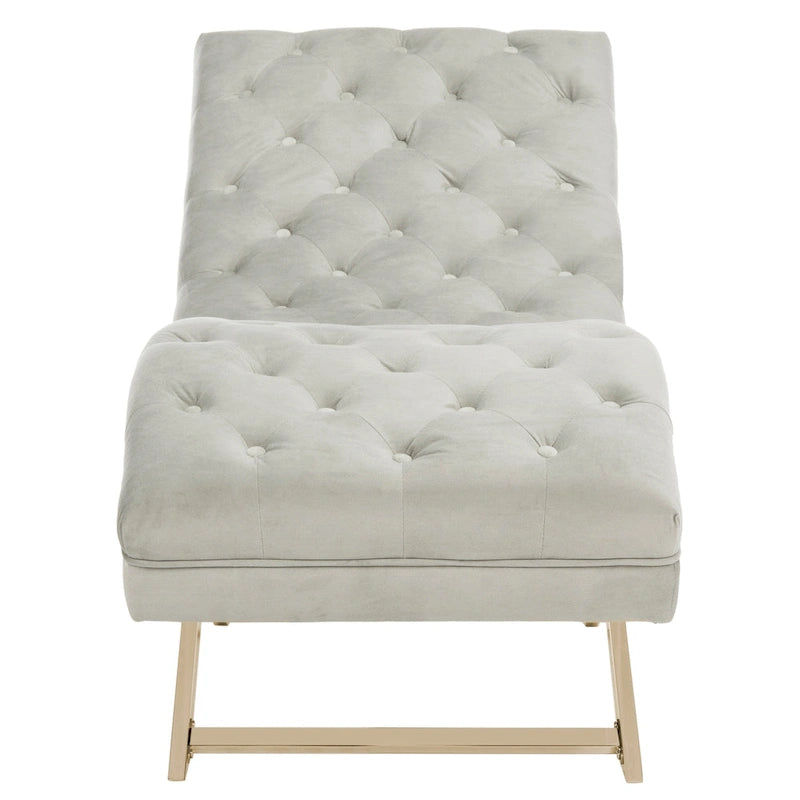 Chaise longue rivestita in velluto con base cromata