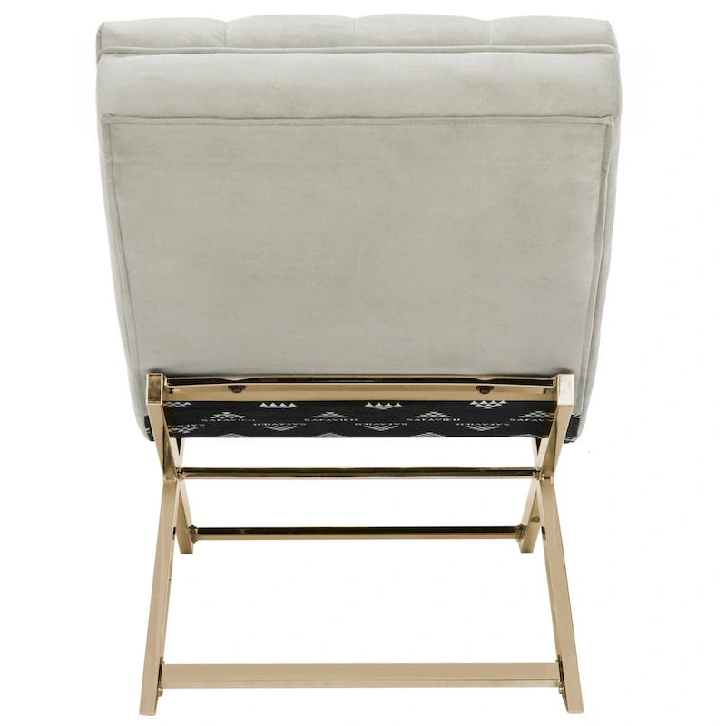 Chaise longue rivestita in velluto con base cromata