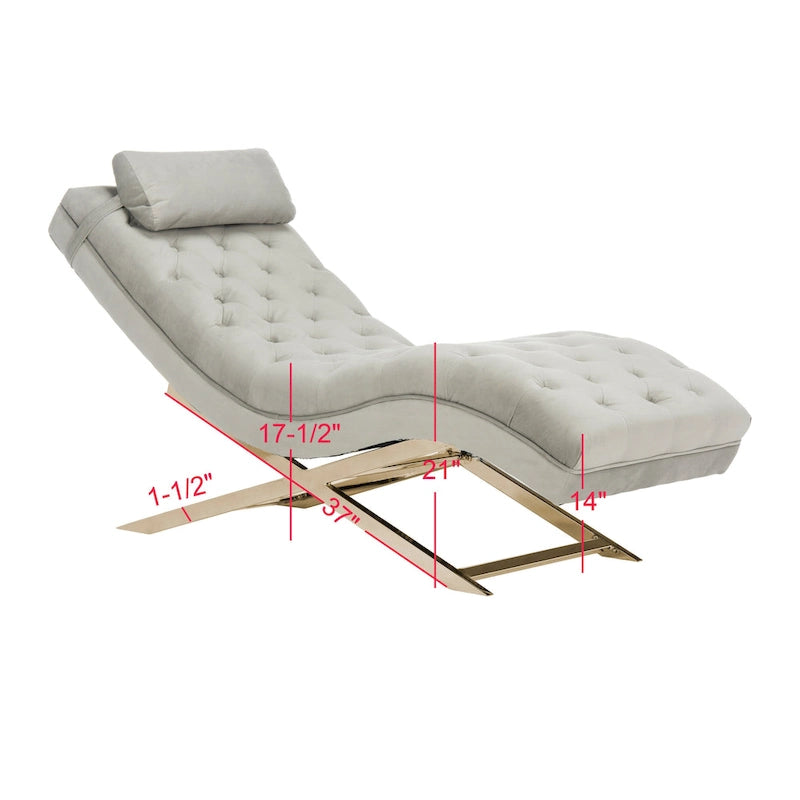 Chaise longue rivestita in velluto con base cromata