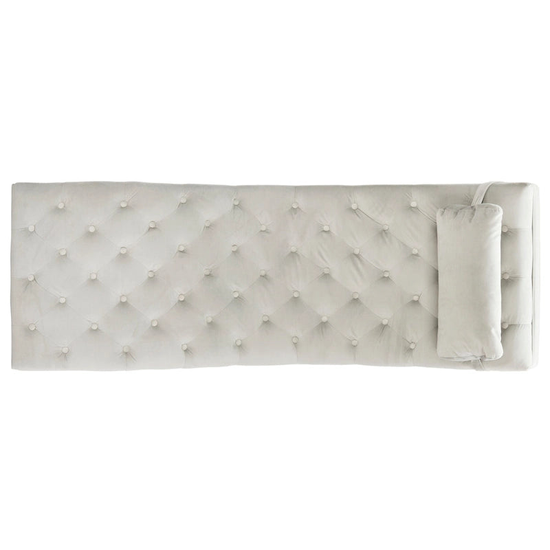 Chaise longue rivestita in velluto con base cromata