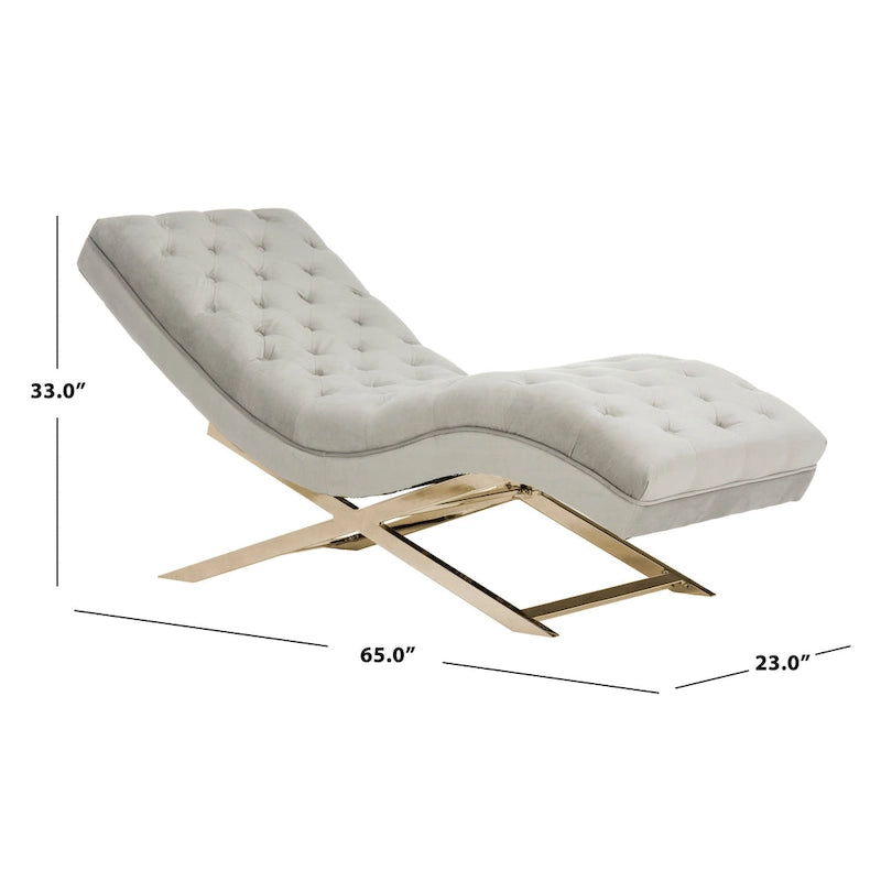 Chaise longue rivestita in velluto con base cromata
