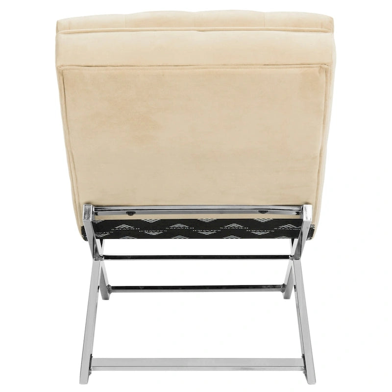 Chaise longue rivestita in velluto con base cromata
