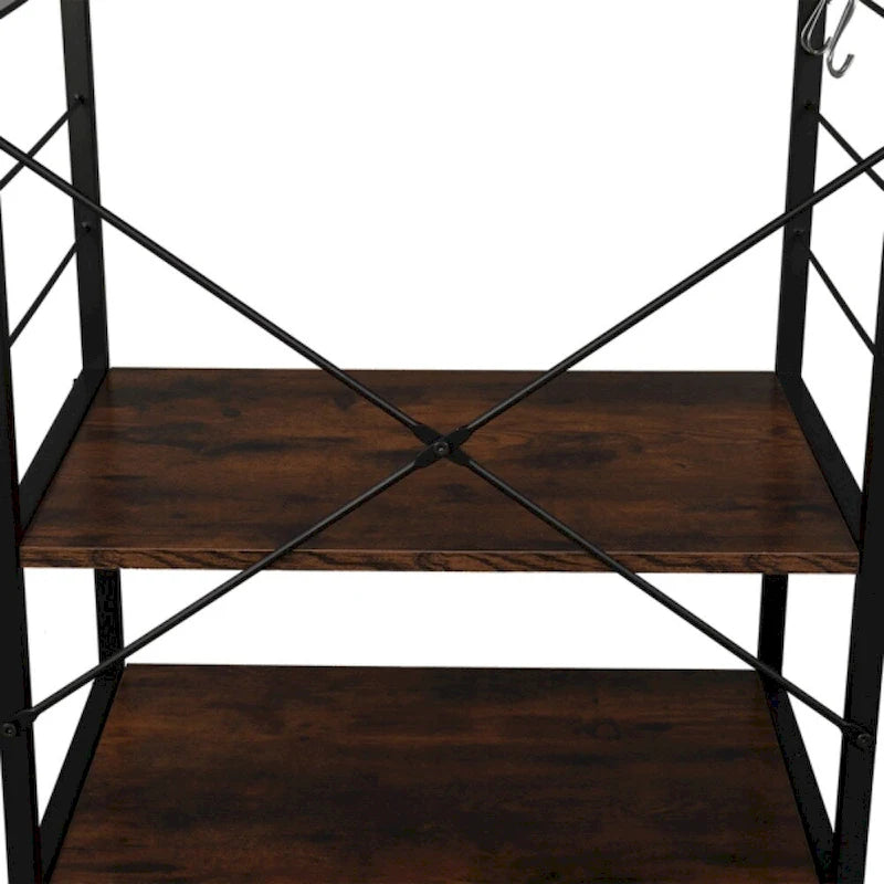 Scaffale da cucina in legno, Scaffale per panettiere a 4 ripiani, Colore vintage - (60 x 40 x 123 cm)