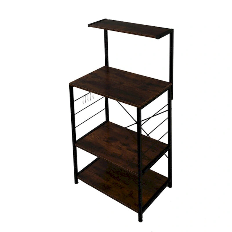Scaffale da cucina in legno, Scaffale per panettiere a 4 ripiani, Colore vintage - (60 x 40 x 123 cm)