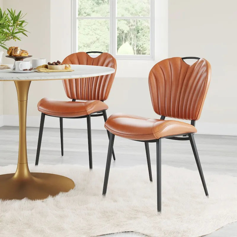 Set di 2 sedie da pranzo moderne in similpelle – Telaio in acciaio verniciato a polvere, capacità 158 kg, larghezza 48 cm
