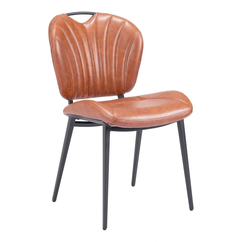 Set di 2 sedie da pranzo moderne in similpelle – Telaio in acciaio verniciato a polvere, capacità 158 kg, larghezza 48 cm