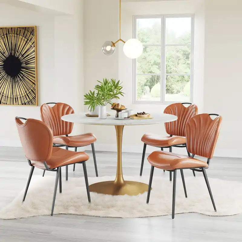 Set di 2 sedie da pranzo moderne in similpelle – Telaio in acciaio verniciato a polvere, capacità 158 kg, larghezza 48 cm