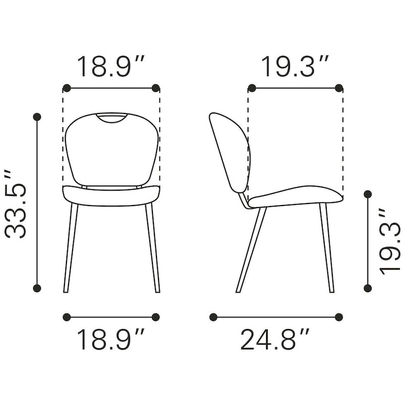 Set di 2 sedie da pranzo moderne in similpelle – Telaio in acciaio verniciato a polvere, capacità 158 kg, larghezza 48 cm
