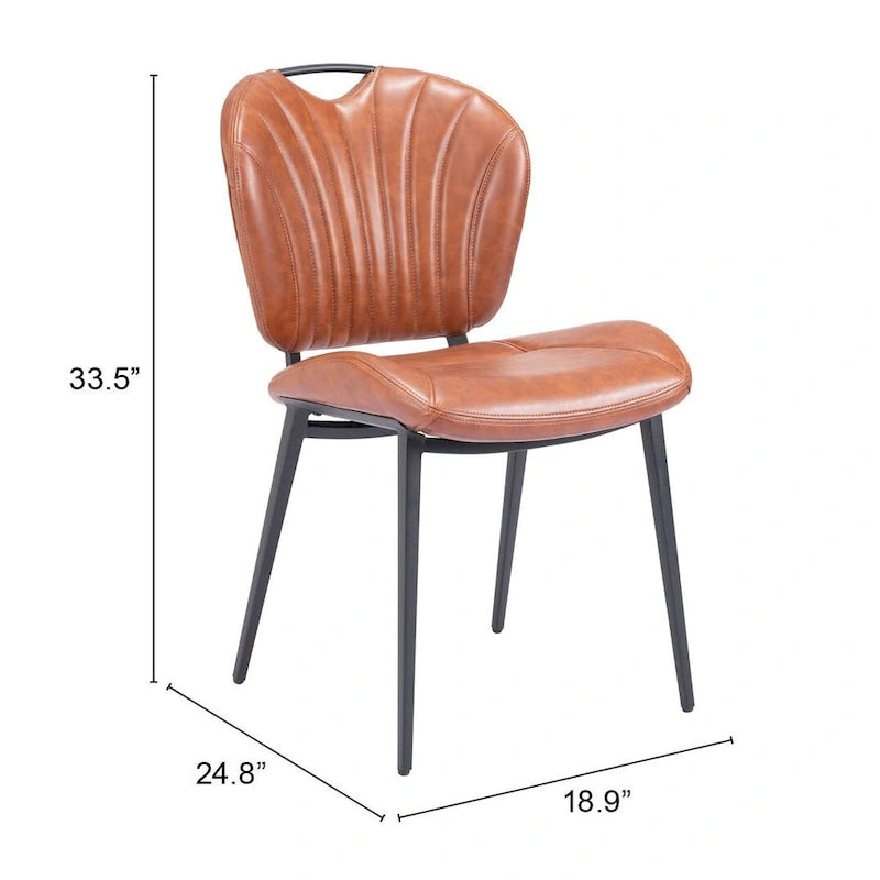 Set di 2 sedie da pranzo moderne in similpelle – Telaio in acciaio verniciato a polvere, capacità 158 kg, larghezza 48 cm