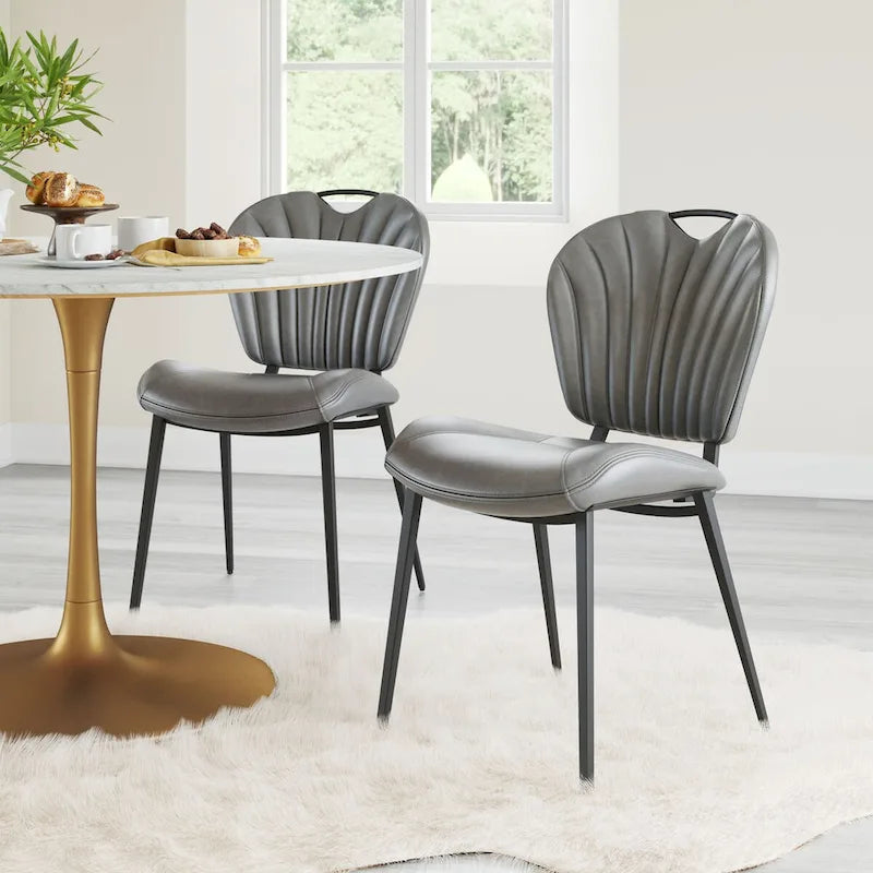 Set di 2 sedie da pranzo moderne in similpelle – Telaio in acciaio verniciato a polvere, capacità 158 kg, larghezza 48 cm
