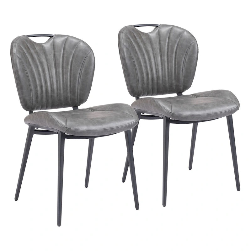 Set di 2 sedie da pranzo moderne in similpelle – Telaio in acciaio verniciato a polvere, capacità 158 kg, larghezza 48 cm