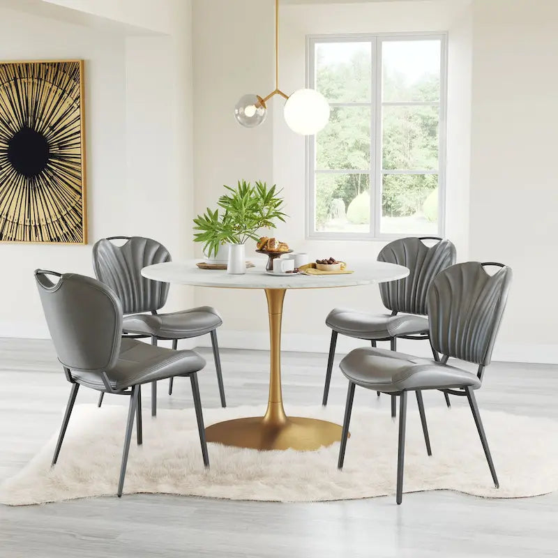 Set di 2 sedie da pranzo moderne in similpelle – Telaio in acciaio verniciato a polvere, capacità 158 kg, larghezza 48 cm