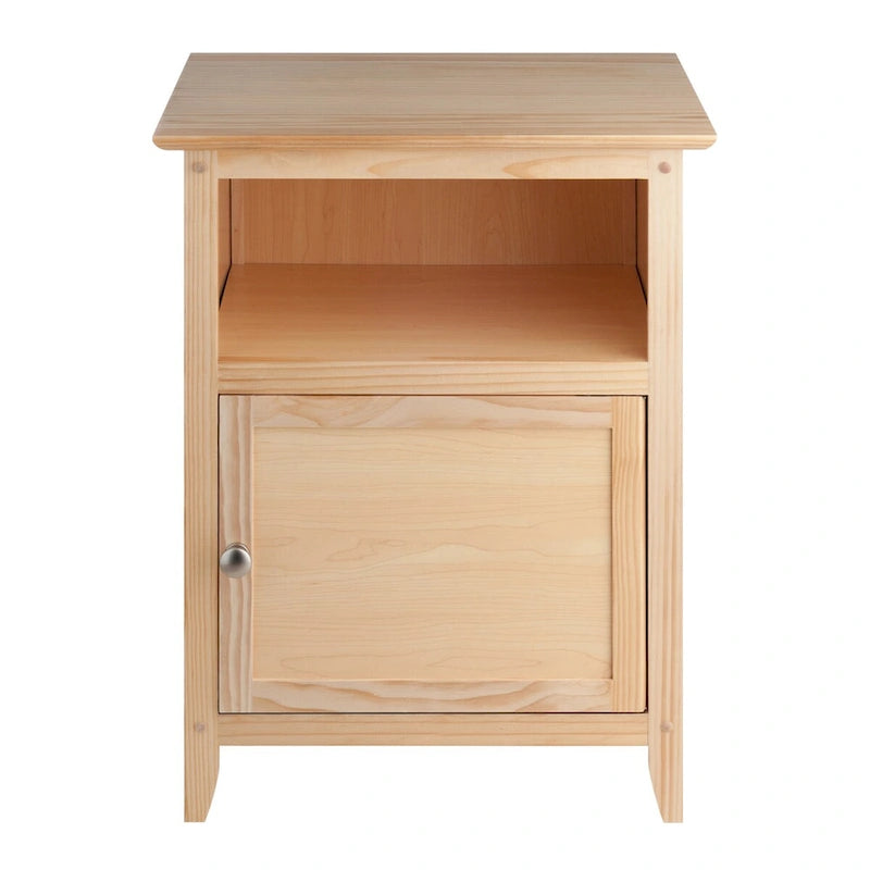 Tavolino d'appoggio e comodino moderno in legno massello – Finitura nera e naturale, 48 cm L x 38 cm P x 63,5 cm H