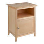 Tavolino d'appoggio e comodino moderno in legno massello – Finitura nera e naturale, 48 cm L x 38 cm P x 63,5 cm H