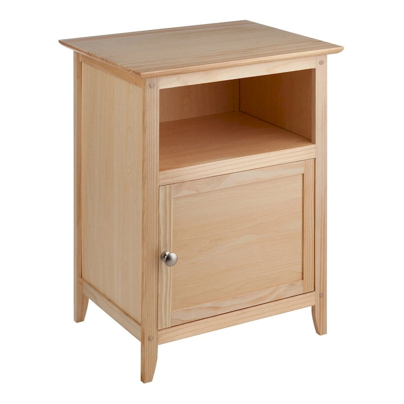 Tavolino d'appoggio e comodino moderno in legno massello – Finitura nera e naturale, 48 cm L x 38 cm P x 63,5 cm H
